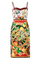 Dolce & Gabbana Silk Scarf Floral and Fruit Print Dress