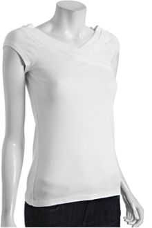 Three Dots White Cotton Overlapping V-neck T-shirt - Lyst