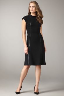 Lafayette 148 New York Faux-leather Detail Dress - Lyst