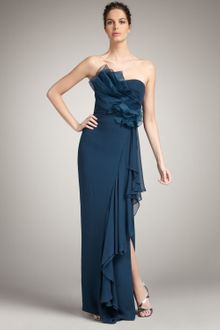 Notte By Marchesa Strapless Crepe & Organza Gown - Lyst