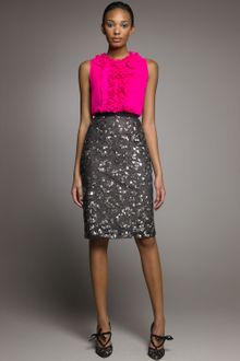 Oscar de la Renta Beaded Pencil Skirt - Lyst