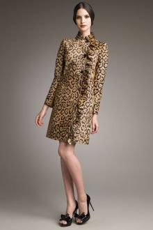 Valentino Leopard-print Leather Coat - Lyst