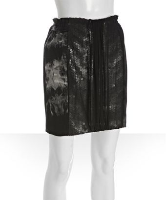 Mark + James By Badgley Mischka Black Cotton Stretch Tie Dye Combo Mini Skirt - Lyst