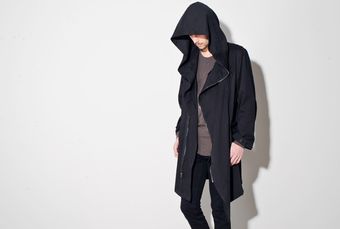 Oak Black Drape Front Parka - Lyst