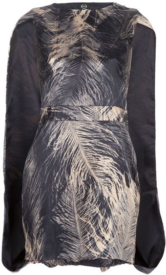 McQ by Alexander McQueen Printed Cape Back Dress - Lyst