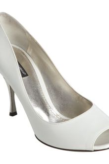 Dolce & Gabbana White Patent Leather Peep Toe Pumps - Lyst