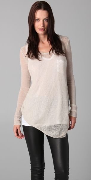 Helmut Lang Asymmetrical Hem Sweater in White - Lyst
