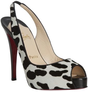 Christian Louboutin Black and White Pony Hair No Privé 120 Peep Toe Slingbacks - Lyst