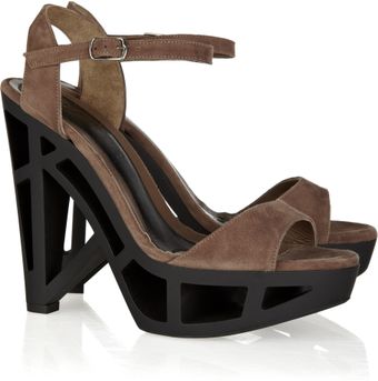 Marni Cutout-heel Suede Sandals - Lyst