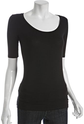 Majestic Black Stretch Short Sleeve Scoop Neck T-Shirt - Lyst