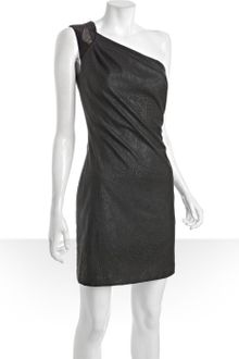Mark + James By Badgley Mischka Black Faux Leather Beaded One Shoulder Dress - Lyst