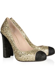 Miu Miu Glitter and Calf Hair Pumps - Lyst