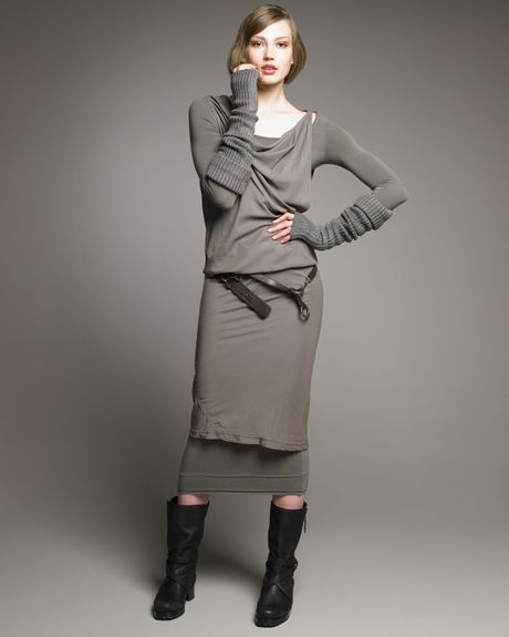 Donna Karan New York Stretch Doublelayer Dress in Gray - Lyst