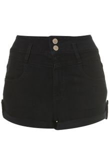 Moto Indigo Denim Tab Side High Waisted Hotpants - Lyst