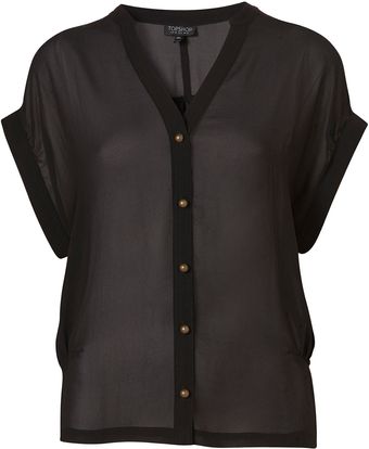 Topshop Side Tuck Chiffon Blouse - Lyst