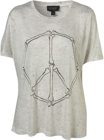 Topshop White Speckled Peace Bones Print Tee - Lyst