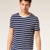 Asos Collection Asos Striped Crew Neck Tshirt with Pocket in Blue for Men (navywhite) - Lyst