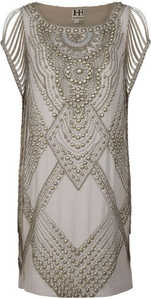 Haute Hippie Studded Dress in Beige - Lyst