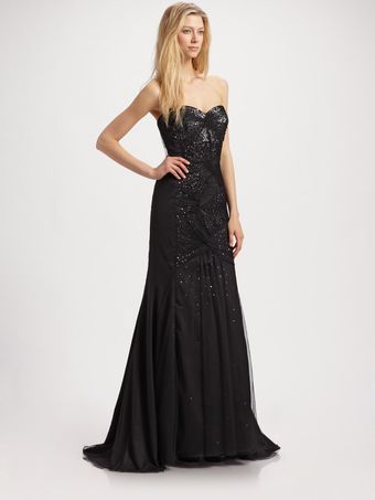 Ml Monique Lhuillier Sequined Gown - Lyst