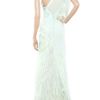 Zac Posen Feather Embellished Silkchiffon Gown in Green (mint) - Lyst