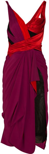 Zac Posen Asymmetric Draped Silk-blend Dress - Lyst