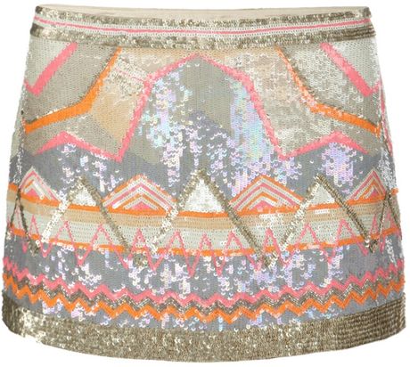 Allsaints Chan Skirt in Pink (champagne/fluoro) - Lyst