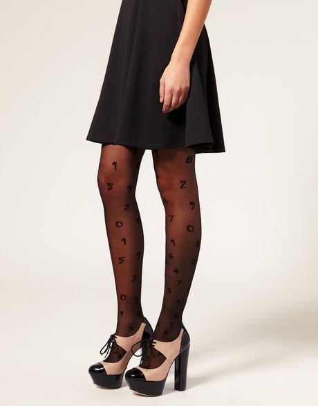 Asos Collection Asos All Over Number Tights in Black | Lyst