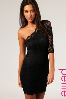 ASOS Collection Asos Petite Lace One Sleeve Bodycon Dress - Lyst