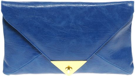 Asos Collection Asos Pyramid Metal Tip Clutch in Blue - Lyst