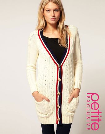  Asos Petite Exclusive Cable Cardi with Tipped Neck Trim 