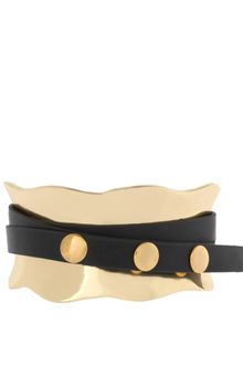 ASOS Collection Asos Curved Cuff Bracelet with Leather Look Wrapping - Lyst