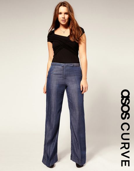 Asos Collection Asos Curve Tailored Wide Leg Jean with High Waist in Blue (indigo) | Lyst
