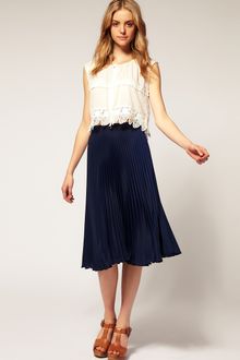 ASOS Collection Asos Pleated Midi Skirt - Lyst