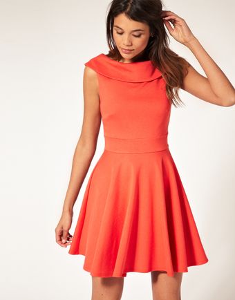 ASOS Collection Asos Ponti Fit and Flare Dress with Boat Neck - Lyst