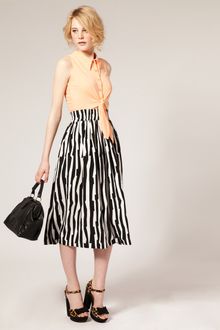 ASOS Collection Asos Irregular Stripe Midi Skirt - Lyst
