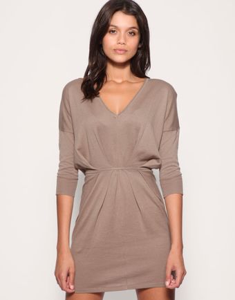 ASOS Collection Asos V-neck Pleat Waist Knitted Dress - Lyst