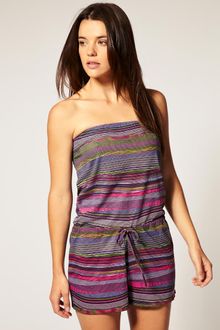 ASOS Collection Asos Skinny Stripe Bandeau Beach Playsuit - Lyst