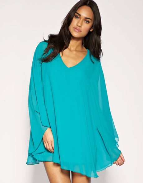 Asos Collection Asos Chiffon Kaftan Dress in Blue (teal) - Lyst
