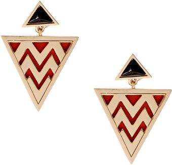 House Of Harlow 14ct Gold Plated Triangular Zig Zag Tribal Earrings - Lyst