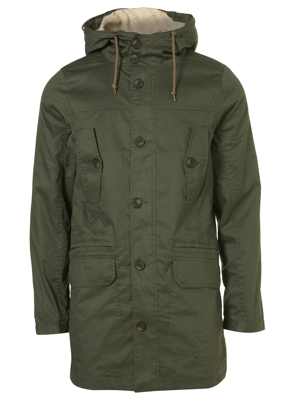 Topman Khaki Lined Hooded Parka in Green for Men (khaki) Lyst