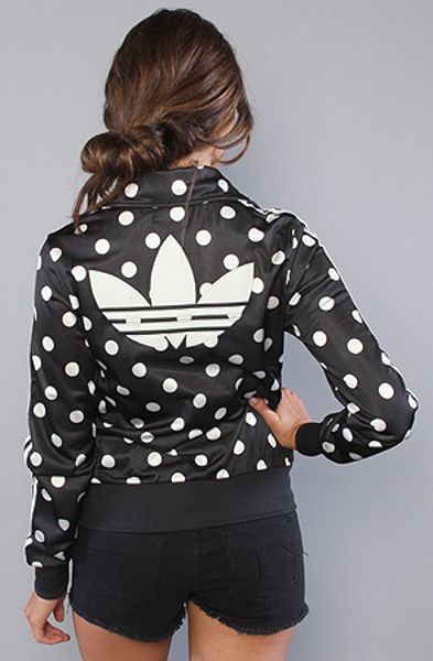 black and white polka dot adidas jacket