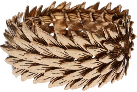 Asos Collection Asos Spiky Leaves Stretch Bracelet in Gold - Lyst