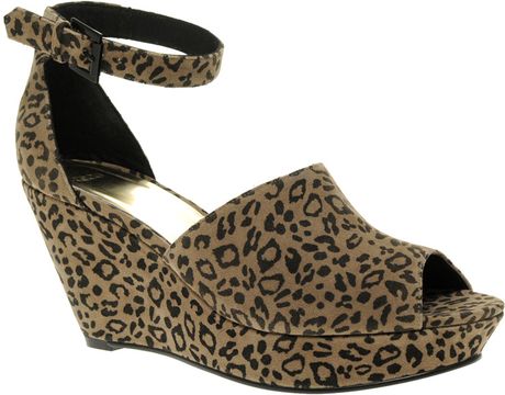 Asos Asos Hide Away Two Part Animal Print Wedge Sandal in Animal ...