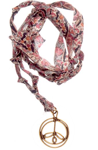 Aurelie Bidermann Charm Necklace Bronze On Pink Liberty Thread - Lyst