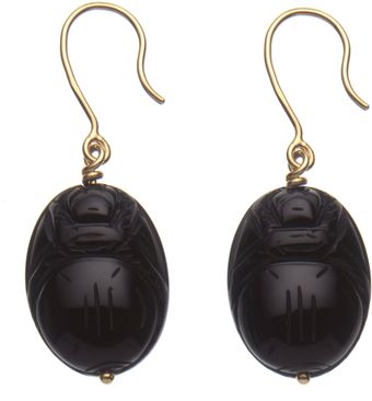 Aurelie Bidermann Gold and Onyx Scarab Earrings - Lyst