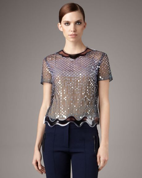 Christopher Kane Aquatrim Sequin Top in Blue (black) - Lyst