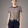 Christopher Kane Aquatrim Sequin Top in Blue (black) - Lyst