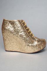 Jeffrey Campbell The 99 Tie Shoe in Gold Glitter