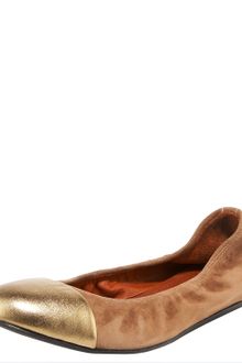 Lanvin Metallic-toe Suede Ballerina - Lyst
