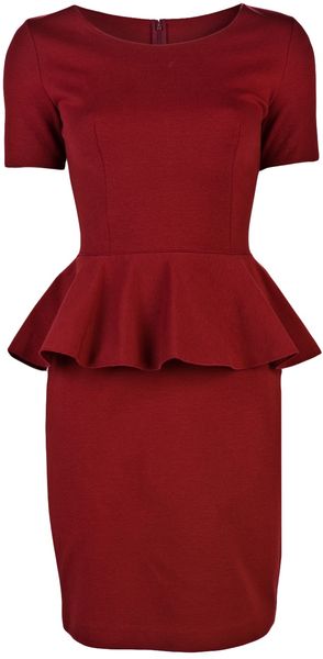 Stella Mccartney Peplum Dress in Red - Lyst